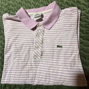 Lacoste Izod lavender and white striped polo shirt short sleeve vintage size 6